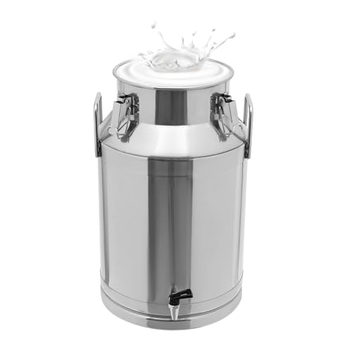 Stainless Steel Milk Jug, Stainless Steel Oil Barrel Canister W/Lid, Practical Hanging Ring, For Milk Can Wine Pail Bucket Jug (40L)