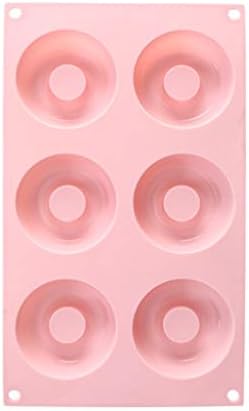 PSSS 6 Donuts Baking Pan, Silicone Mold Macaron Color Sushi Bread Mould DIY Oven Baking Tools Silicone Donut Pan Molds Baking Pans for Perfectly Shaped Doughnuts (Pink)