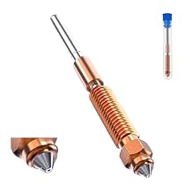 K1C Nozzles,Unicorn Quick-Swap Nozzle 0.2/0.4/0.6/0.8/1.0mm Copper Alloy and Hardened Steel Nozzle High Temperature Resistant Nozzles for Ender-3 V3 K1C K1 Max 3D Printer 0.2mm