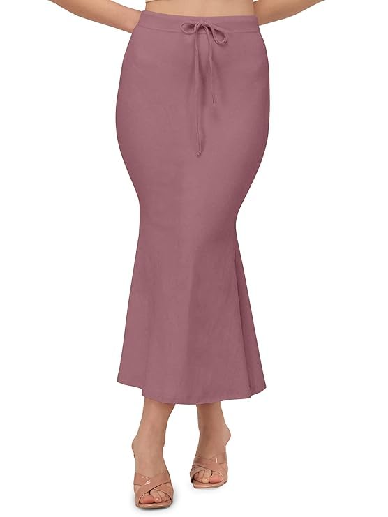 Image of Saree Shapewear Petticoat for Women Cotton Blended Lycra Body Shaper Peticoat, Long Under Skirt Dress for Saree,Stretchable Fishcut Innerwear for Ladies Saree in Party