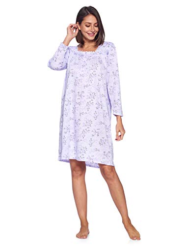 Casual Nights Women's Printed Long Sleeve Nightgown - Purple Green - Large #TOP1