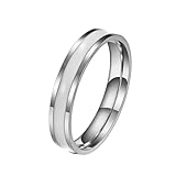 TIEHOKTW Anillo de boda de oro rosa para ella, grabado, acero inoxidable de 4 mm, anillos de compromiso de dos tonos, anillos de matrimonio esmaltados para mujer, J 1/2, Metal, Sin piedra preciosa