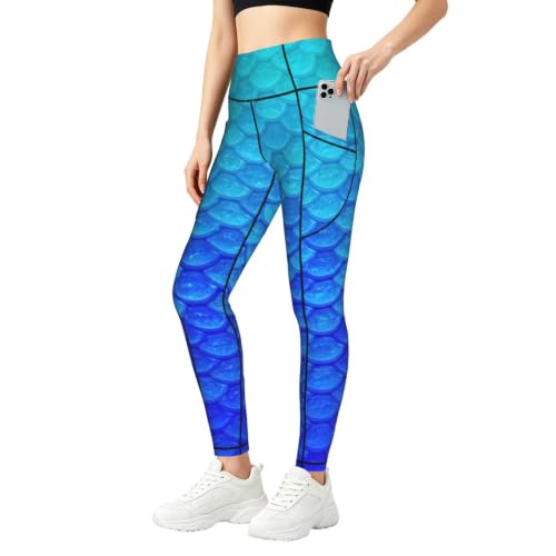 Pantalon de yoga ample sirène bleu pour vos séances de bien-être