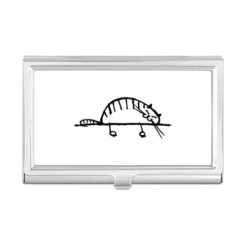 Estojo para cartão de visita com desenho listrado de gato deitado