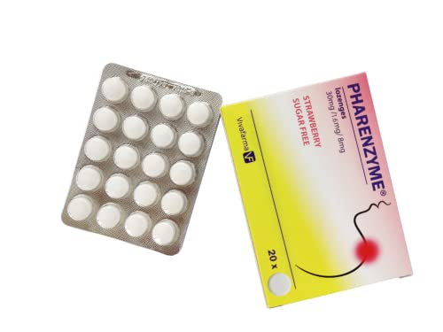 Throat Lozenges Sugar Free - 20 lozenges - Sore Throat Relief - Enzyme-Active Tablets - Sore Throat, Cough Medicine for Children, Cold and flu Tablets, decongestant,