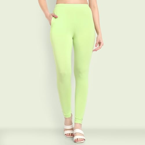 Image of ONE SKY Women Full Length Leggings | Cotton Modal Spandex Blend | High Waist Stretchable & Bio-Washed Fabric | Colour-Lock Technology | Comfortable Leggings for Women