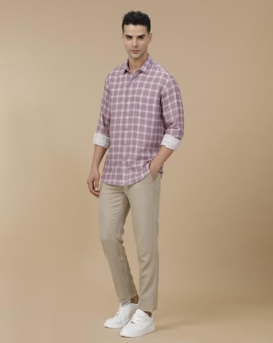 Image of Linen Club Men's Pure Linen Chambray Contemporary Fit Casual Trousers