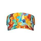 WBQLSL Sommer-Sonnenhut mit abstraktem buntem Hund, geeignet für Outdoor-Sport, tägliche Freizeit, Reisen und Urlaub, Schwarz