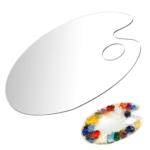 1PCS Clear Acrylic Paint Palette Transparent Oval Shaped Non-Stick Oil Artist Mixing Palette Art Paint Tray with Protective Film for DIY Art Craft Painting (Ellipse)