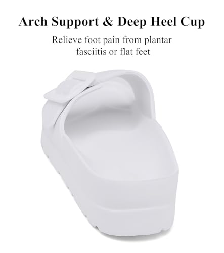 Image of Haifago Women's Platform Sandals with Arch Support, Summer Beach Slides Adjustable Buckle Comfortable Lightweight EVA Slip on Slide