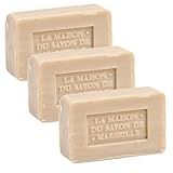 La Maison du Savon de Marseille - Traditional French Soap Bars with Natural Vegetable Oils - Softening and Moisturising Skin Wash - Household Cleaning - Multipurpose - Set of 3 x100g