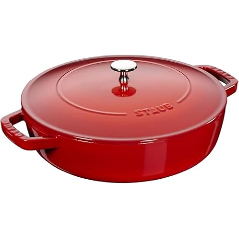 STAUB Cherry Red Cast Iron Sauté Pan Cover