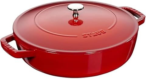 STAUB Gusseisen Bräter, Chistera Tropfenstruktur im Deckel, Rund 28 cm, 3,7 L, Kirschrot