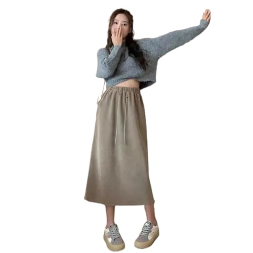 Elastic Waist Straight Cut Long Skirt