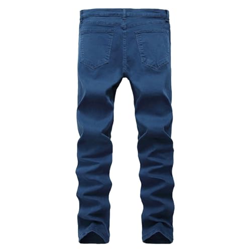 Men's Denim Pant Ripped Jeans Button Destroyed Long Curvy Stretch Shredded Pocket Pants3