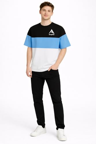 Image of Stylish Men Color Block Oversized Half Sleeve Round Neck T-Shirt