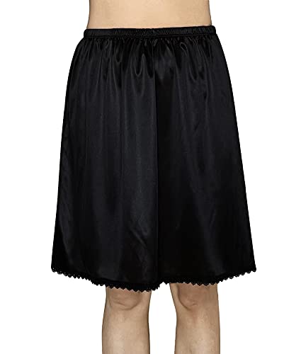 Brinkina Women's Short Lace Half Slips Adjustable Waist Black Liner For Above Knee Dresses(L, 102Black) #TOP26