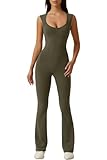 QINSEN Womens Sexy Sweetheart Neck High Waist Tummy Control Jumpsuit Outfits Dusty Olive S