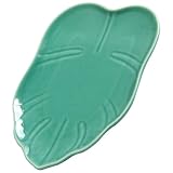 VOSAREA Assiette à Dessert en Céramique Bleue Forme Feuille, Surface Lisse et Polie, Plat Apéritif Multifonction pour Fruits et Viande à Domicile ou Ktv