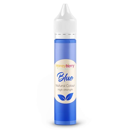 HONEYBERRY Colorante Alimentario Natural – Colorante Líquido Altamente Concentrado – Color Comestible para Glaseado, Fondant, Decoración y Bebidas – Sin Colorantes Artificiales (Azul, 30ml)