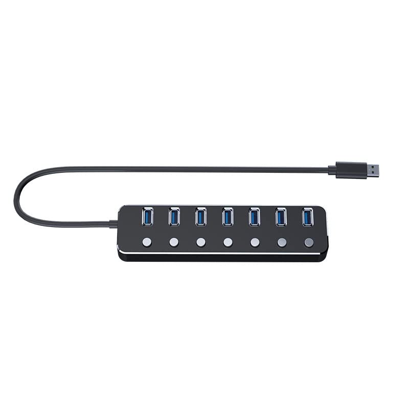 Hub USB 3.0 multiprise 7 trous à commutateurs individuels max 5V 1-2A