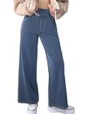 Simple Flavor Women's Wide Leg Jeans High Waisted Stretch Pull-on Baggy Denim Pants with Pockets(088BL,L) Blue