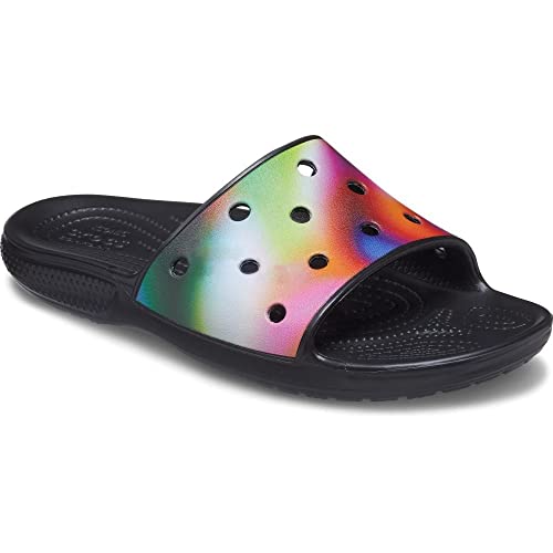 CROCS Classic Crocs Solarized Slide - Black/Multi - M5W7 , 207557-0C4-M5W7, Unisex Adult , Black/Mul