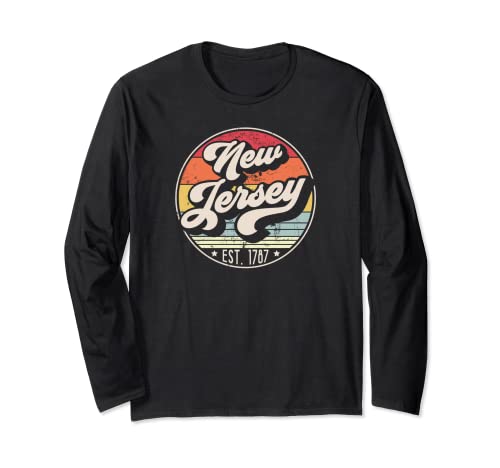 Retro New Jersey Home State NJ Cool 70s Style Sunset Long Sleeve T-Shirt