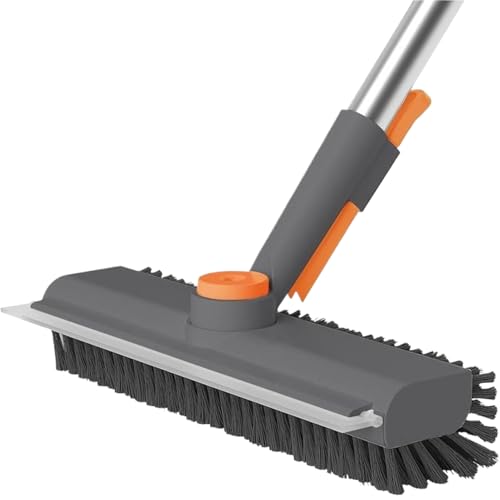 Cepillo de limpieza de suelo con mango largo, giratorio de 360 grados, multifuncional, ajustable, cepillo de limpieza para baño, para azulejos, terraza, garaje, lechada, madera, patio, piscina, bañera