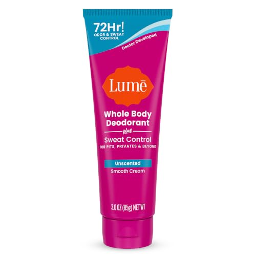 Image of Lume Whole Body Deodorant Plus Sweat Control - Smooth Cream Tube - 72 Hour Odor And Sweat Control - Baking Soda Free, Skin Loving - 3.0 ounce (Unscented)