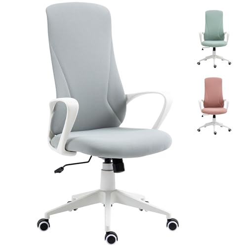 Vinsetto Silla de Oficina Giratoria Silla de Escritorio Juvenil con Altura Ajustable Función de Basculante Reposabrazos y Respaldo Alto 62x56x110-119,5 cm Gris