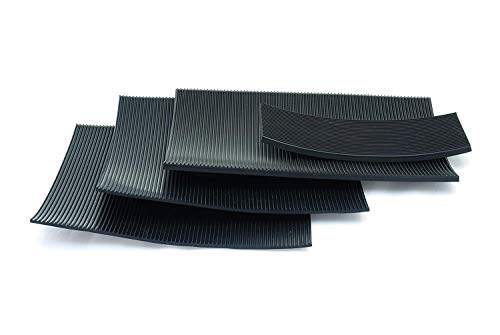 Image of Fine Fluted Black Ribbed Rubber Matting 3mm Thick: Size A4 (297mm x 210mm)