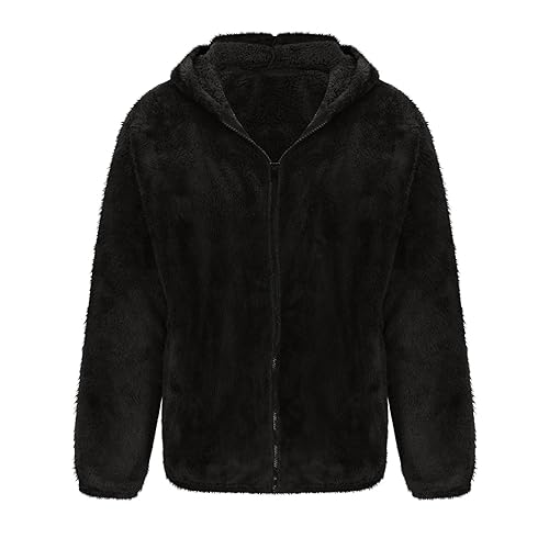 Faux Fur Coat Men Fuzzy Fleece Jacket Furry Zip up Hoodie Warm Winter Coats Thick Hooded Jacket Fashion Oufits3