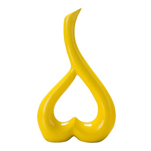 Vosarea Creative Ceramic Flower Vase Elegant Heart-Shaped Desktop Ornament Ceramic Adornment For Home (Yellow) #TOP29