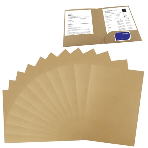 12 Pièces Papier Kraft Chemise Cartonnée avec Rabat Présentation A4 Dossier de Rangement Dossier de Candidature Porte Document Organisateur Dossier Papier...