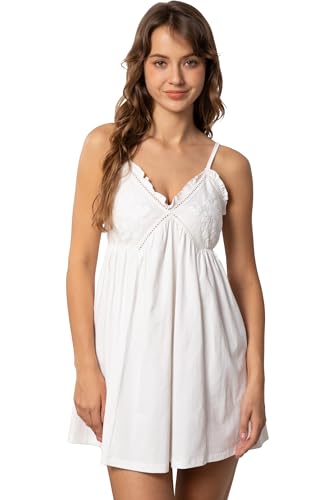 Nanxson Womens Cotton Nightgown Sexy Lace Sleep Dress Victorian Sleepshirt Full Slip Nightwear(Large,White)