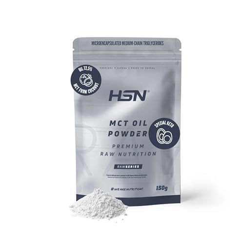HSN Aceite MCT de Coco en Polvo | 150g = 15 Servicios | No Incluye Dosificador | Triglicéridos de Cadena Media Microencapsulados | Especial Keto | Vegano, Sin Azúcares ni Gluten