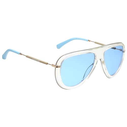 Image of Calvin Klein Jeans|Transparent Full Frame Aviator Sunglasses|100% UV Protected (Uv 400) Blue Lens|Men's & Women's|Medium|CKJ 19704 448 57 S
