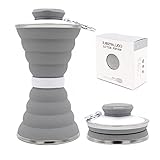COMBLU Botella de agua plegable, taza de camping con mosquetón, reutilizable, de silicona, plegable, a prueba de fugas, portátil, para deportes, viajes, gimnasio, senderismo