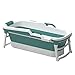 ポータブルバスタブ 折りたたみ バスタブ 折り畳み式浴槽 持運び便利 風呂バケッツ家庭用大人 お風呂 浸漬式 SPA 大人 子供 バスルーム 家庭用 浴槽 保温蓋つき収納便利滑り止めコンパクト簡易風呂 (グリーン（フタなし）,1.43m)