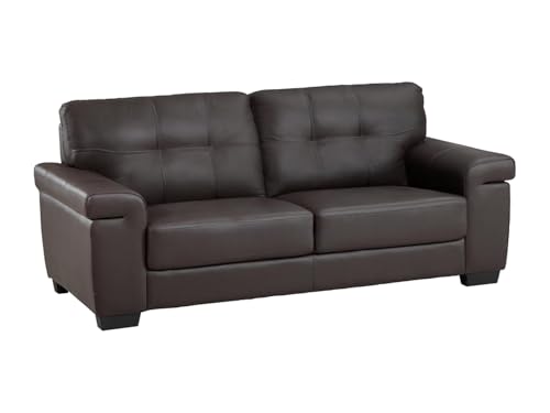 Vente-unique-Ledersofa 3-Sitzer - Braun - Hazel