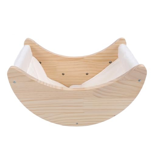 Bewinner Lit de Fenêtre pour Chat, Conception de Balançoire en Bois de Pin avec Ventouses Fortes, Literie Lavable Confortable, Perchoir monté sur Fenêtre Facile à Installer