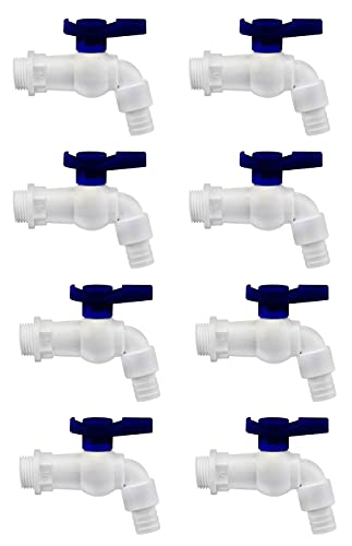 Image of BATH GURU Heavy Duty PVC White Nozzle Bib Cock Tap for Bathroom Kitchen & Garden (Pack of 8)