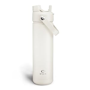 ENCOOL Insulated Water Bottle with Straw Stainless Steel Water Bottle, Leak-Proof, BPA-Free, Double Wall Vacuum Keeps Cold for 24 Hours for Sports, Travel, School (26 oz, Cream Moon)