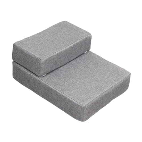 Dog Stairs with Washable Cover Staircase Ladder for High Bed and Couch Soft Pet Climbing Steps Pet Stairs for Small Dogs, Dark Gray