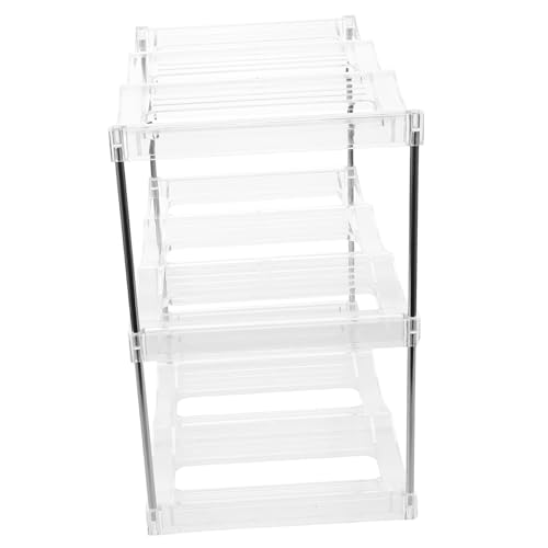 KOMBIUDA Organizador Apilable de Botellas y Vasos Soporte Transparente de Plástico Desmontable para Cocina y Frigorífico Diseño para Maximizar Espacio y Facilitar Limpieza Diaria