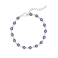 B5-silver dark blue evil eye bracelet