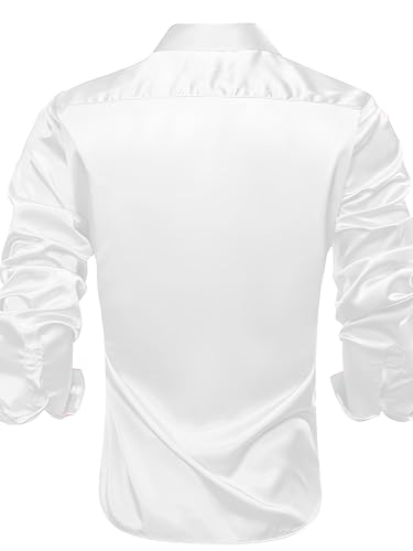 Image of Men's Satin Solid Full Sleeves Regular Fit Shirt