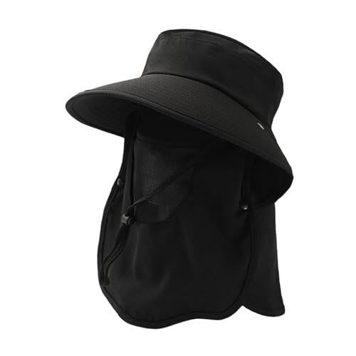 FytStycale Outdoor Sun Hat for Men Women with Face Covering for Backpacking Vacation Hiking, Black
