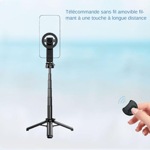 Perche à selfie pliable pour smartphone éliminant les flous avec télécommande magnétique